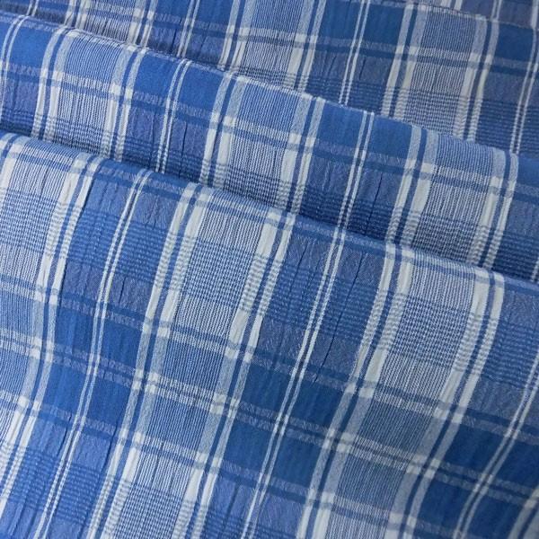 アセテート混楊柳生地 チェック柄 サックスブルー Yex 165 3 布の家サラサ 通販 Yahoo ショッピング