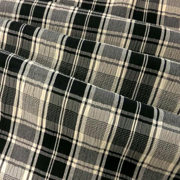 アセテート混楊柳生地 チェック柄 ブラック Yex 165 8 布の家サラサ 通販 Yahoo ショッピング