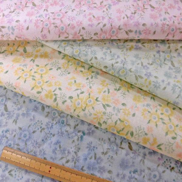 綿スケアプリント生地（AP4490-2）花柄 生地巾110cm 1m @490/m（国産