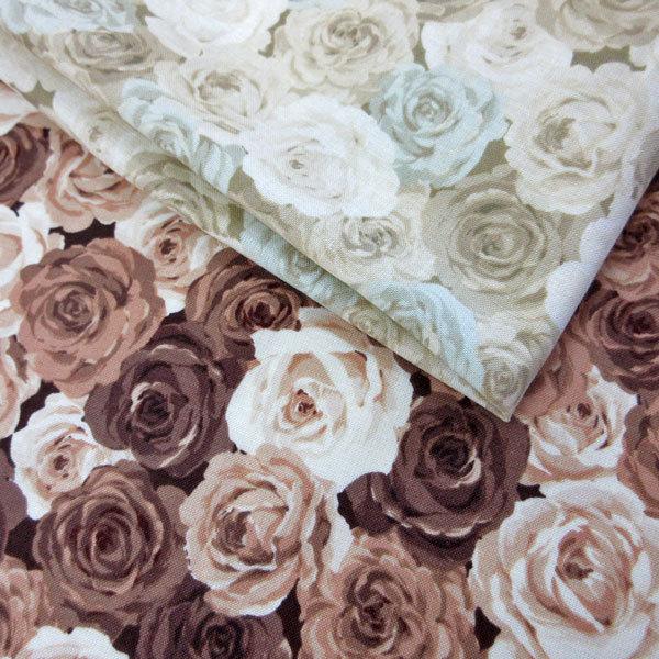 綿スケアプリント生地（1750-2）花柄2（薔薇） 生地巾110cm 50cm（数量