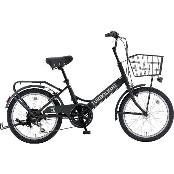 ミニベロ シオノ ターボライト ミニ 20インチ 外装6段 オートライト (フラットブラック) 20VZ-K-6-HD SHIONO TURBO LIGHT mini 206 塩野自転車 小径自転車