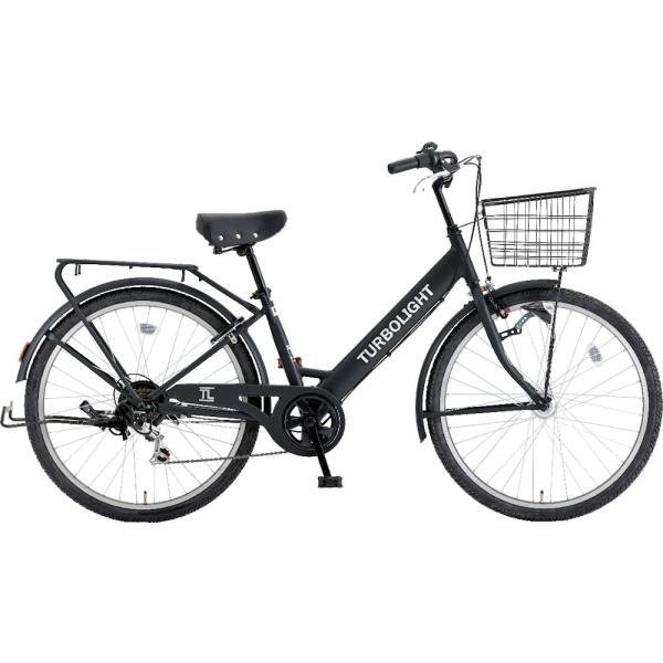 シティサイクル シオノ ターボライト 26 外装6段 オートライト (フラットブラック) 26VZ-K-6-HD SHIONO TURBO LIGHT 266 塩野自転車