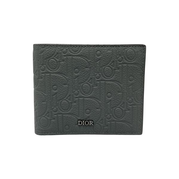 DIOR グレー　折り財布 ディオール Dior 二つ折り財布 レザー グレー メンズ : さすがや