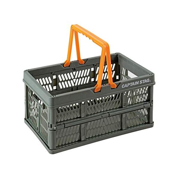 他サイト： キャプテンスタッグCAPTAIN STAG 折りたたみ コンテナ カゴ フォールディング ハンディ コンテナ 取っ手付き Sサイズ ポリプロピレン PP グリーン ULの商品画像
