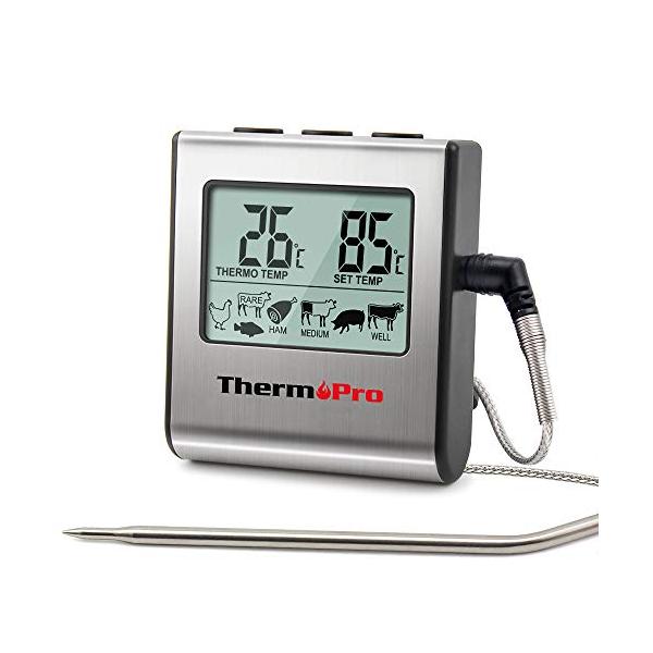 ThermoProサーモプロ クッキング料理用オーブン温度計デジタル ミルク コーヒー 肉 揚げ物 食品 燻製などの温度管理用キッチンタイマーとアラーム機