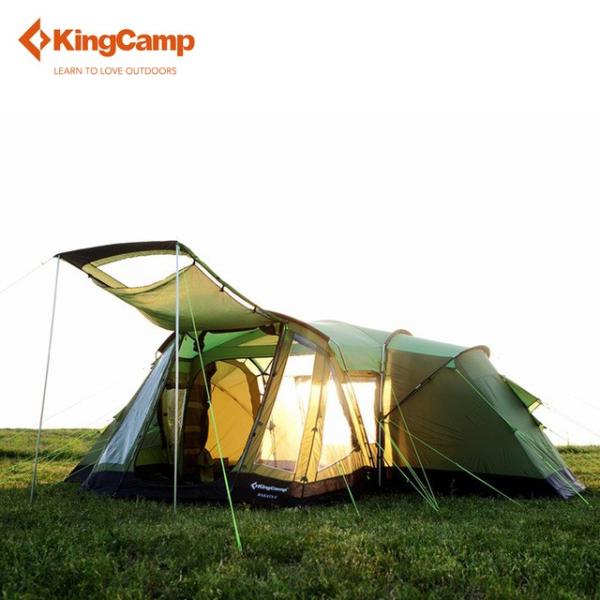 D型カラビナ付【KingCamp】最大6人用 3ルームテント ドーム型テント
