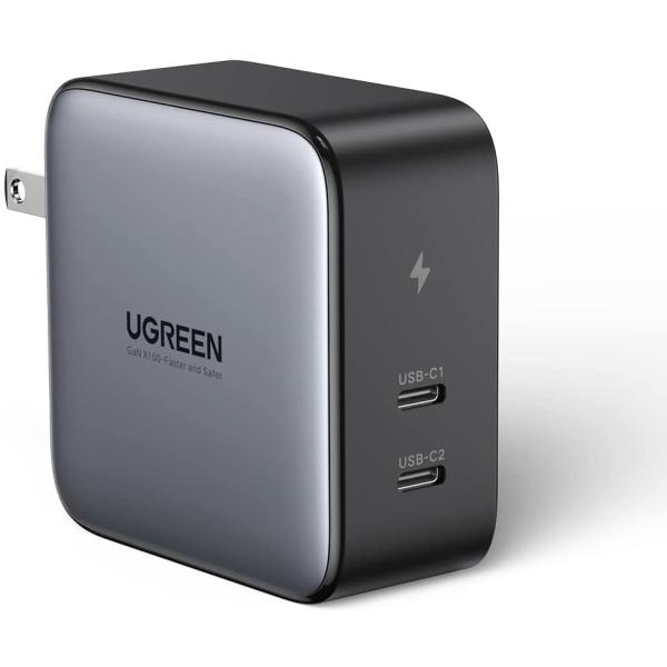 UGREEN PD充電器 100W 2ポート 窒化ガリウムGaN採用 USB C充電器 MacBoo...
