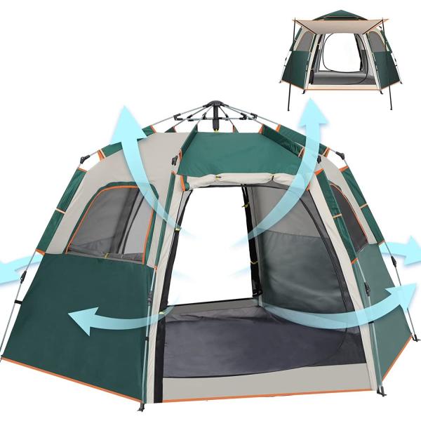 Shinyever テント ワンタッチテント 4人〜5人用 簡易テント 二重層