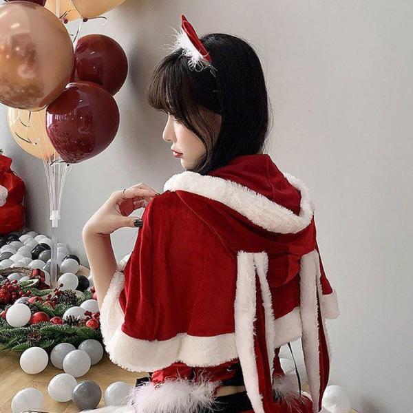 サンタ コスプレ 兎の耳 サンタケープ 耳が動く サンタ帽子 ケープ ウサ耳 うさ耳あったか 大人 サンタ コスプレ サンタ コスチューム サンタコス
