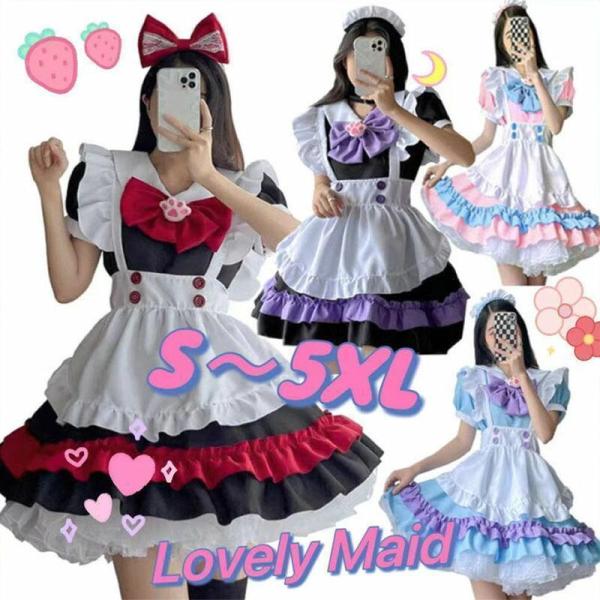 メイド服 可愛い コスプレ メイド 服 ワンピース レディース コスチューム ハロウィン 仮装 衣装 可愛い 男ウケ 大きいサイズ 2XL 3XL