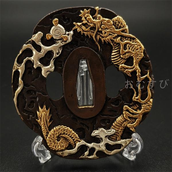 刀鍔日本刀装具岩龍の図刀鍔銅地細工絵金銀鍔刀の鍔ツバ| JChere