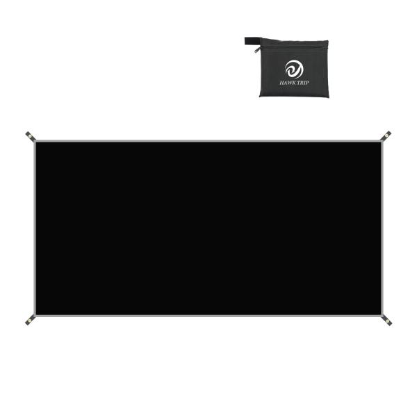 テントシート グランドシート 防水シート 軽量 収納バッグ付き アウトドア キャンプ 登山 ピクニックハイキング  ブラック, 105x210cm