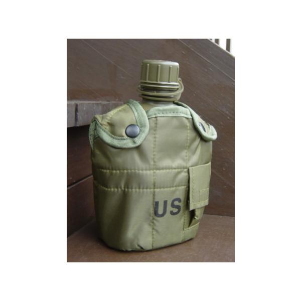 ★▲USマーク入りキャンティーン ミリタリー水筒(カップ付)【OD】5529-OD（レターパック）