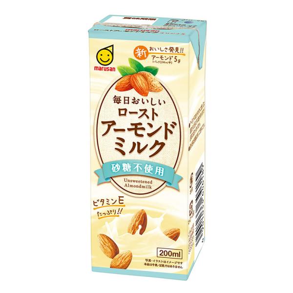 マルサンアイ 毎日おいしいローストアーモンドミルク 砂糖不使用 200ml×48本 送料無料 マルサン