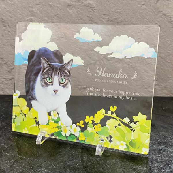 大切なペットの誕生日、記念など、思い出の写真をフォトスタンドにしてみませんか？◆デザイン秋の実りブルーフラワーレモネードローズ陽だまりの花※お写真・デザインなどの背面は白色になります。◆サイズ画像欄からご確認ください。ご希望のサイズをオプシ...