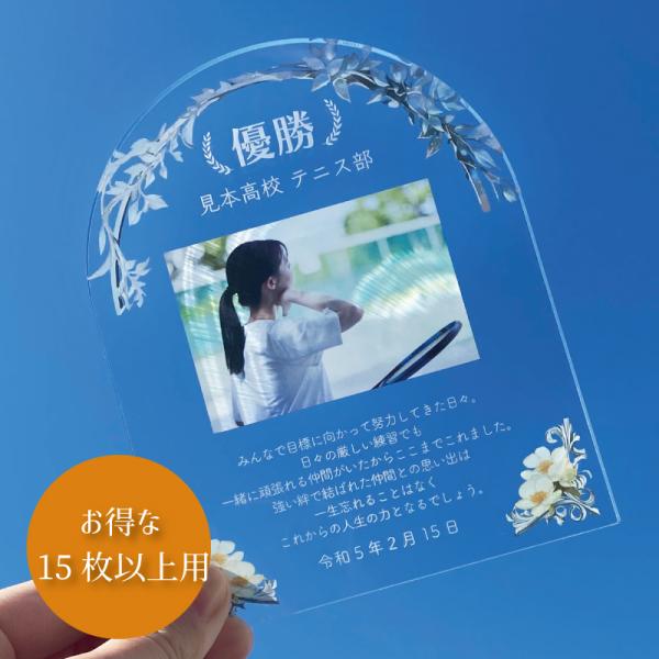 15枚以上【卒団・卒業記念プレート アーチ型：シルバー】スポーツ