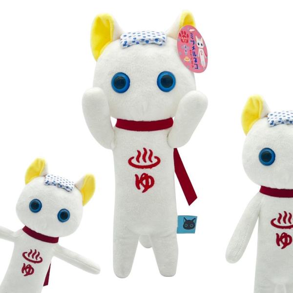 ミツメルネコ 立ちぐるみ たっちぃ ねこ にゃんこ シロネコ クロネコ マスコット 置物 やわらか ふわふわ 自立 (温泉)