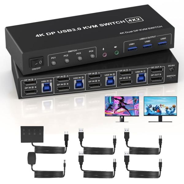 4ポートDP USB 3.0 KVMスイッチ デジタルディスプレイ ケーブル付き 71-MyJDJ3IL._UF350,350_QL50_.jpg