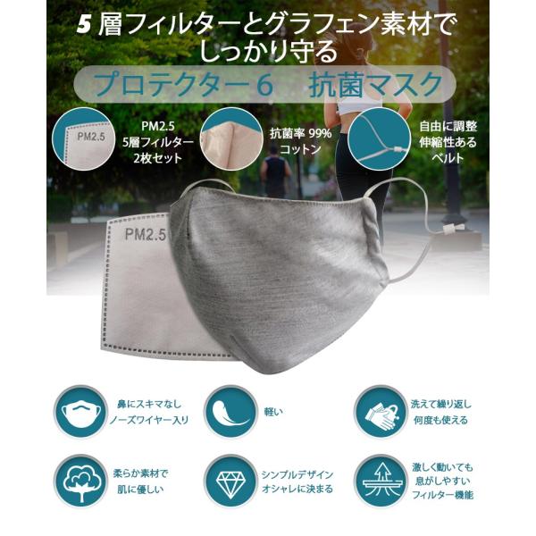 布マスク おしゃれで洗える99% 抗菌効果マスク 取り外し可　活性炭フィルター ノーズワイヤー入り 6層マスク 男女兼用 通勤 運動 スポーツ 通気性 飛沫対策