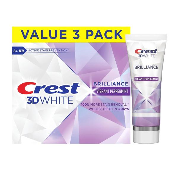 Crest 3Dホワイト ブリリアンス バイブレント ペパーミント 歯磨き粉　130g　3本パック