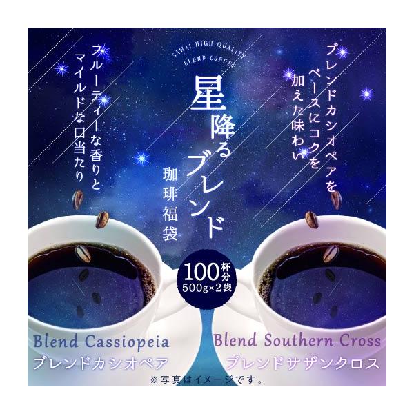 コーヒー 豆 粉 珈琲 福袋 珈琲豆 星降る ブレンドコーヒー 100杯 福袋 ブレンドカシオペア ブレンドサザンクロス グルメ 【RD】 【TS】