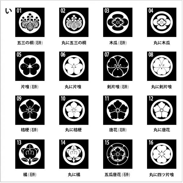 着物用家紋シール 貼り付け紋 貼り紋 貼紋 い 16種類 全224種類 2色 Sw Km 01 I F さわらび 通販 Yahoo ショッピング