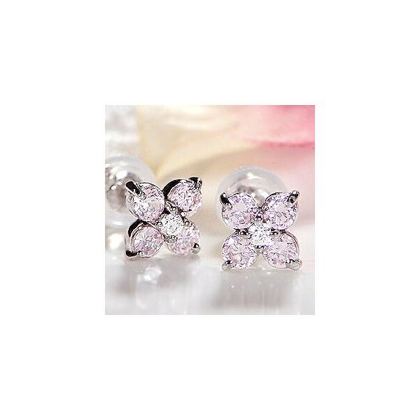 K18WG花モチーフ ダイヤ、イエローサファイアピアス K18WG花モチーフ ダイヤ、イエローサファイアピアス