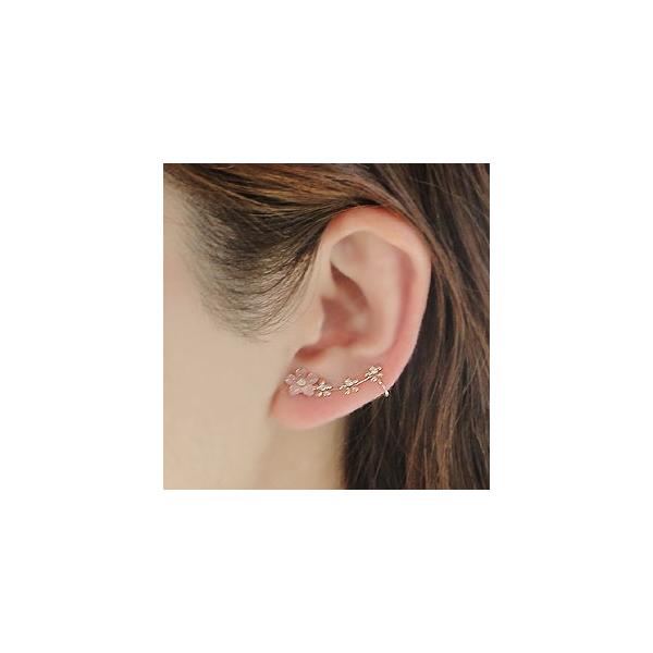 イヤーカフ ピアス ダイヤモンド ピンクシェル 10k 10金 PG