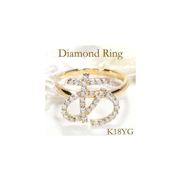 K18YG 0.37ct ひらがな あ ダイヤモンド リング K18 イエロー ゴールド
