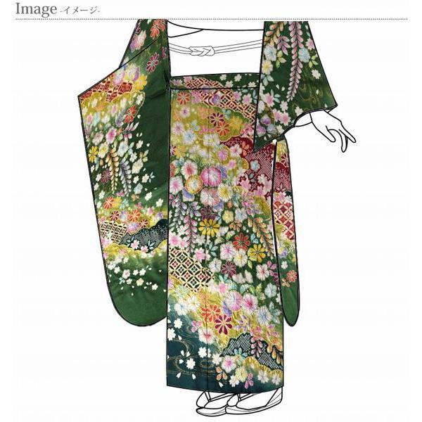 振袖　中古　お仕立て済み　十日町「桐屋」謹製　翠山　夢幻辻が花　赤色　道長 振袖中古お仕立て済み十日町「桐屋」謹製翠山夢幻辻が花赤色道長