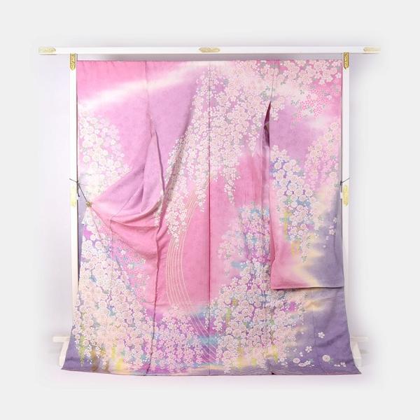 手縫い御仕立付】正絹 絞り入り十日町友禅振袖辻が花模様