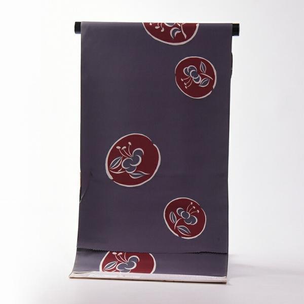 長襦袢 フルオーダー手縫いお仕立て付き 正絹 椿の花丸文 灰色