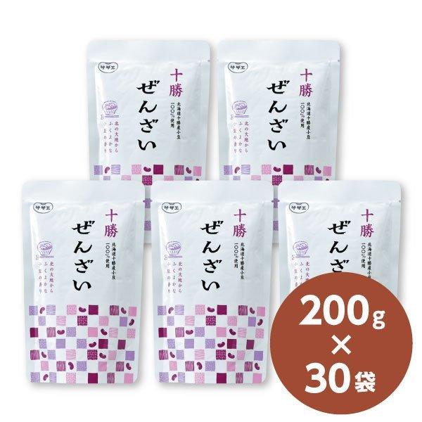 日本でも有数の日照時間をもつ北海道最大の十勝平野で丹精こめて作られた小豆を十勝の水と職人の技で練り上げた本物の味です。【レトルト十勝ぜんざい200ｇ×30個】北海道　十勝産小豆100％使用　お取り寄せ　おしるこ　パウチ　冷やしぜんざい　クリ...