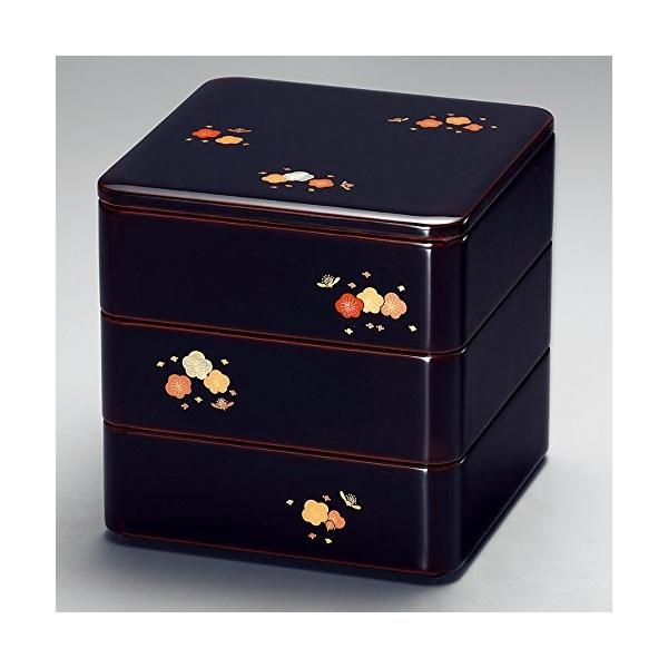 お取り寄せ 貝入りこぼれ梅 溜内朱 溜内朱 食器 三段重 三段重 重箱 お重 越前漆器 本漆 Korindo 光琳堂