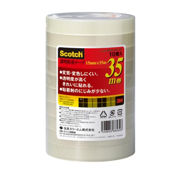 他サイト： 3M 透明粘着テープ 「500-3-1535-10P」15mm×35m★10巻入の商品画像