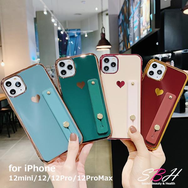 iphone12 mini pro max ケース カバー おしゃれ 韓国 バンド付き 可愛い アイフォン12 ミニ プロ プロマックス