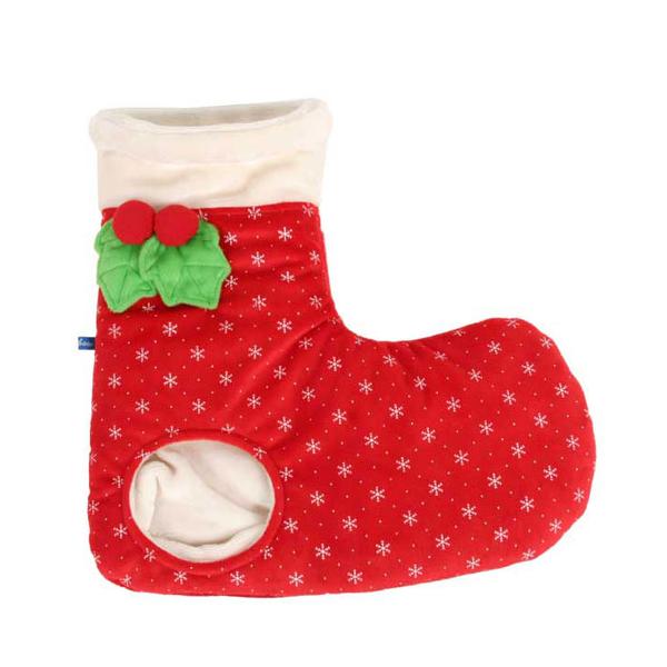 クリスマスにピッタリのもぐれる靴下寝ぶくろです。冬でもあったかいボアを使用しています。プレゼントにもおすすめです。【素材】ポリエステル【サイズ】約40ｘ40ｃｍ※生体は商品に含まれません。