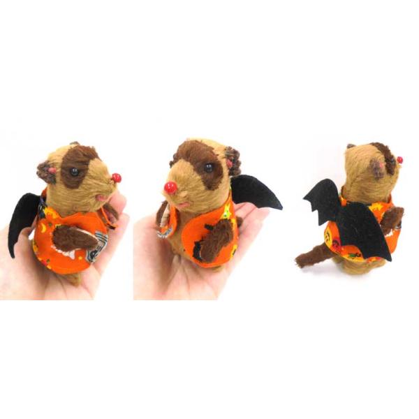 手作りグッズで一点もののぬいぐるみ商品です。ハロウィーン仕様のコウモリフェレットちゃんです♪★材料：ビスコース、プラスチックアイ、ポリエステル綿　サイズ：9ｃｍ