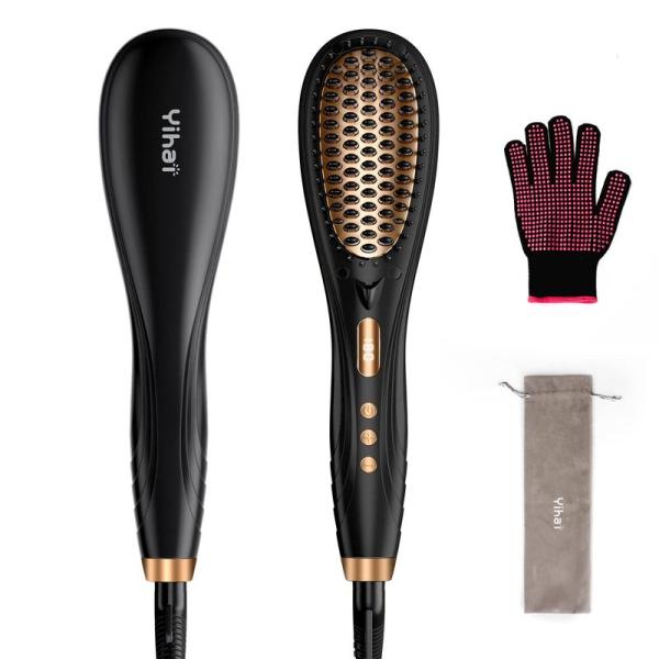 ストレートブラシ 2023新登場 80℃?230℃自由温度調整 ヒートブラシ ヘアアイロン マイナスイオン 16段階温度調節 30秒間急速加: 商品のタイトル【中古品】(中古品)＝使用済み中古品です。画像の商品はサンプル画像です。実際に届く...