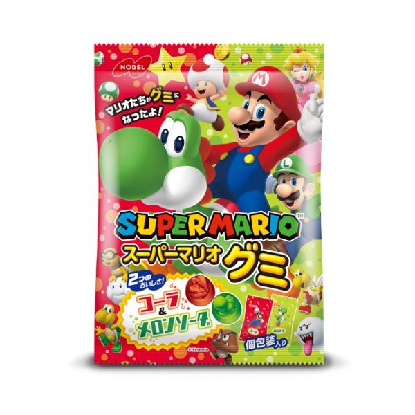 【Mario Giacomelli】マリオ・ジャコメリ 　シュリンク包装未開封品 ノーベル製菓 スーパーマリオグミ コーラ味＆メロンソーダ味 個包装 袋