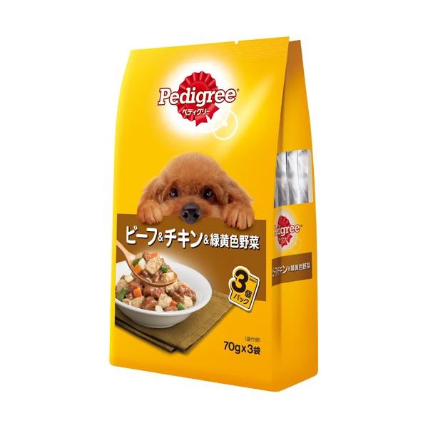 ペディグリー 【J】 パウチ ビーフ&チキン&緑黄色野菜 (70g×3袋入り