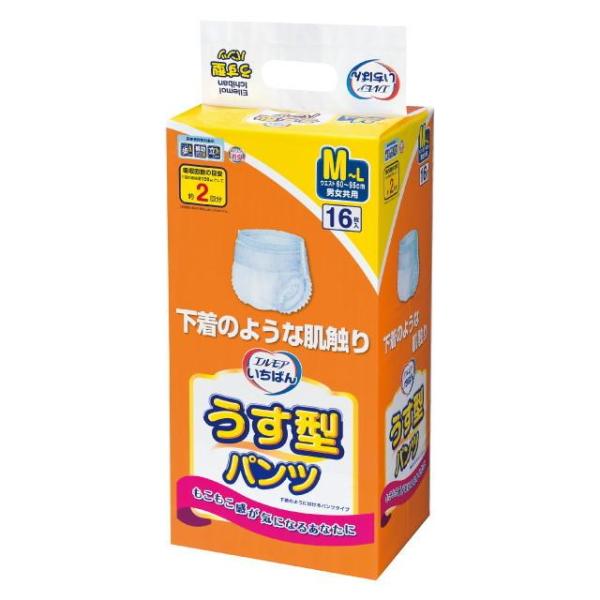 他サイト： いちばんパンツうす型 M〜Lサイズ 16枚　介護用　大人用紙パンツ　薄型パンツの商品画像