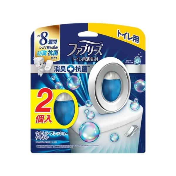 他サイト： 【nk】 P＆G ファブリーズW消臭 トイレ用消臭剤+抗菌 置き型 ウルトラフレッシュシャボン 2個パック (6.3ml×2個) トイレ用置き型 消臭・芳香剤の商品画像