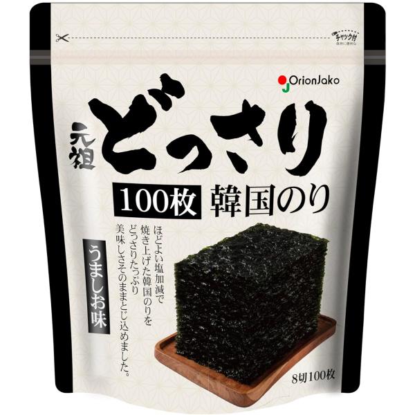 オリオンジャコー どっさり韓国のり うましお味 8切 (100枚) 味付け海苔