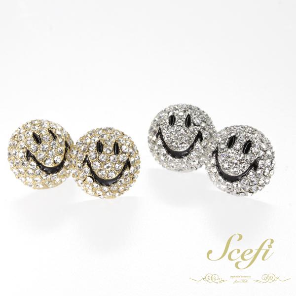 スマイル ピアス ラインストーン スマイルマーク smile ニコちゃん