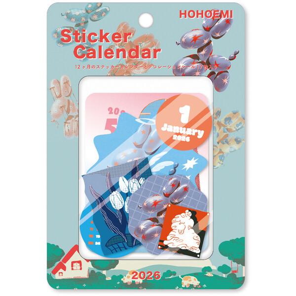 2026年 ステッカーカレンダー HOHOEMI シール付 レトロ ポップ