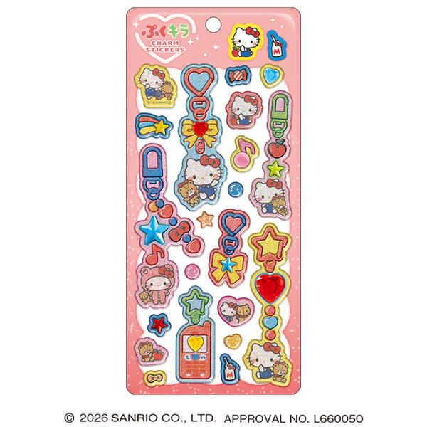 ハローキティ ぷくキラ チャームステッカー シール ストーン付 立体