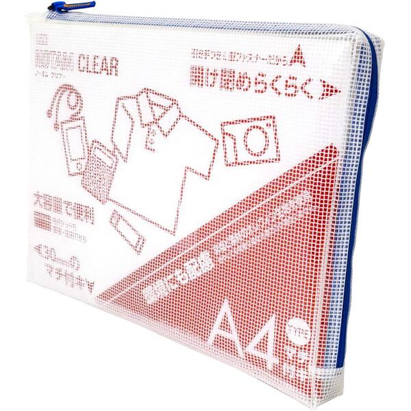 他サイト： メッシュケース ノータム・クリアー マチ付き A4 ブルー 繊維入 L型ファスナー 大容量 収納 整理 サクラクレパス [02] 〔合計1100円以上で購入可〕の商品画像