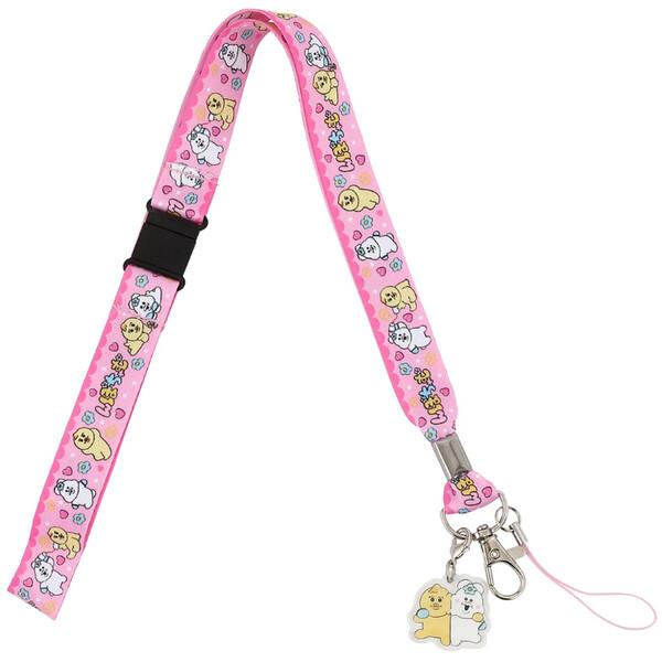 んぽちゃむ マスコット付ネックストラップ ピンク アクリル製 安全