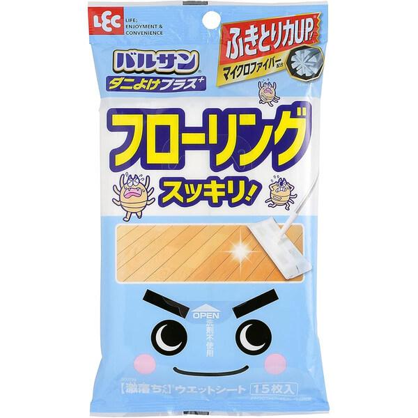 他サイト： レック LEC 激落ちくん&amp;バルサン ダニ除けプラス フローリング ウェットシート 15枚入 掃除 拭き掃除 シート [02] 〔合計1100円以上で購入可〕の商品画像